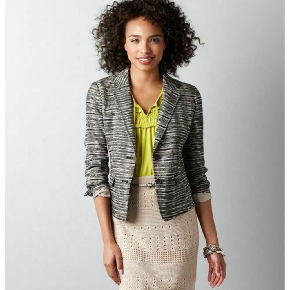 Loft Micro Stripe Linen Blazer Size 0